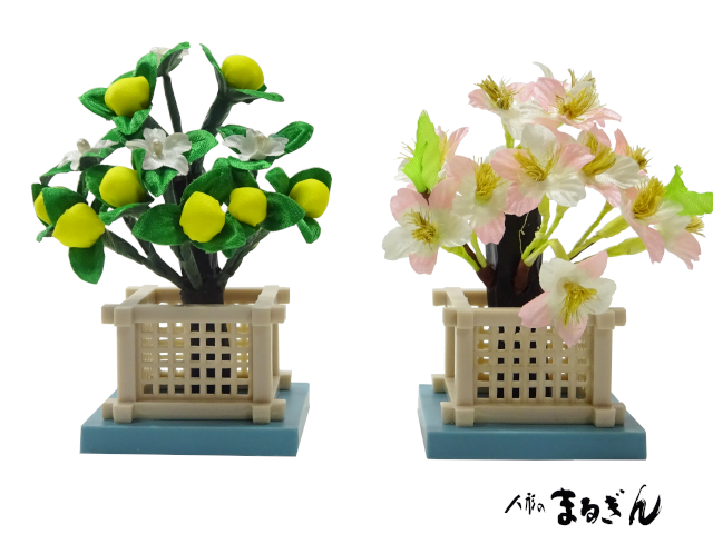 桜橘セット】30号花衣【高さおよそ18cm】手縫い縮緬製雛道具 雛道具