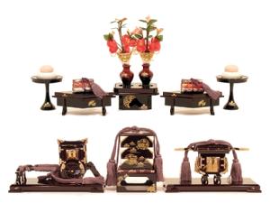 【雛人形用道具セット】40号溜塗り道具【6点セット】 【雛人形用道具セット】40号溜塗り道具【6点セット】